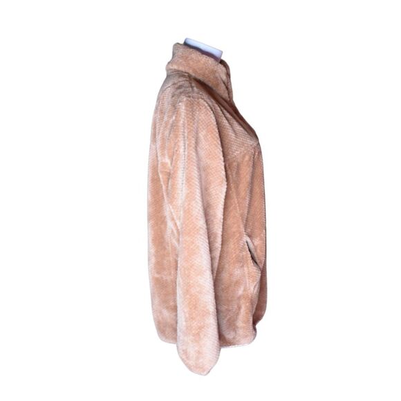 Simply Southern Quarter Snap Fleece Pullover Tan Pink Leopard Sherpa Soft XL - Picture 3 of 7